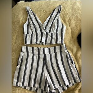 Revamped Black & White Striped Two-Piece Set